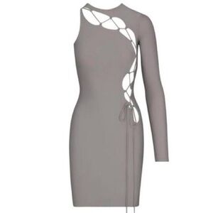 SKIMS One-Shoulder Cutout Bodycon Dress in Gray